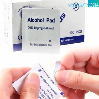 استفاده از پد الکل یا پارچه آغشته شده با الکل zedofoni kardan mobile ba p